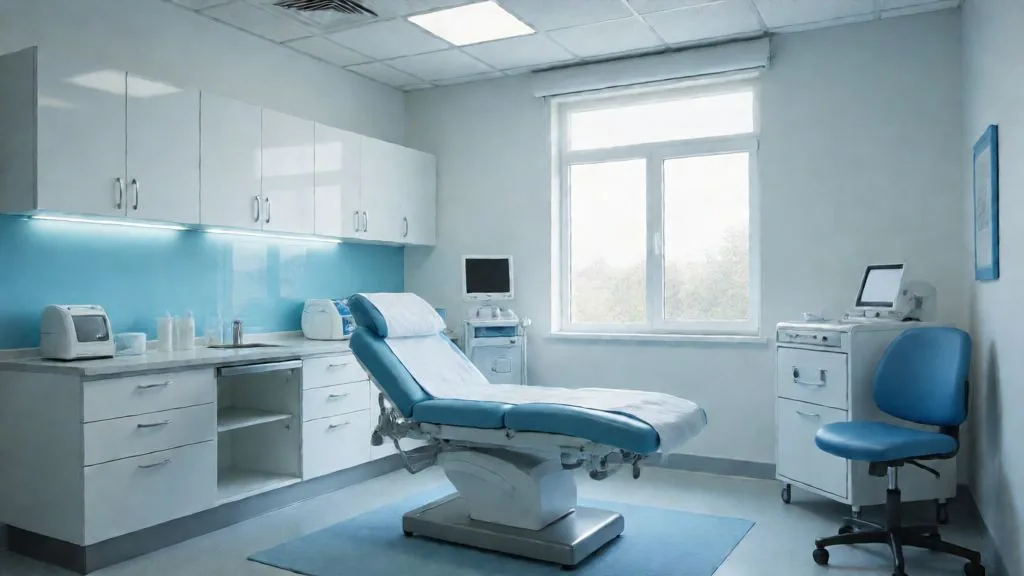 Clean, softly lit treatment room representing care and hygiene