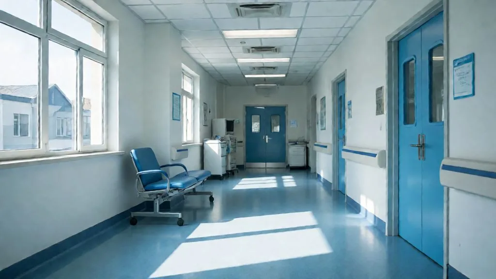 Immaculate clinic corridor after a deep disinfection